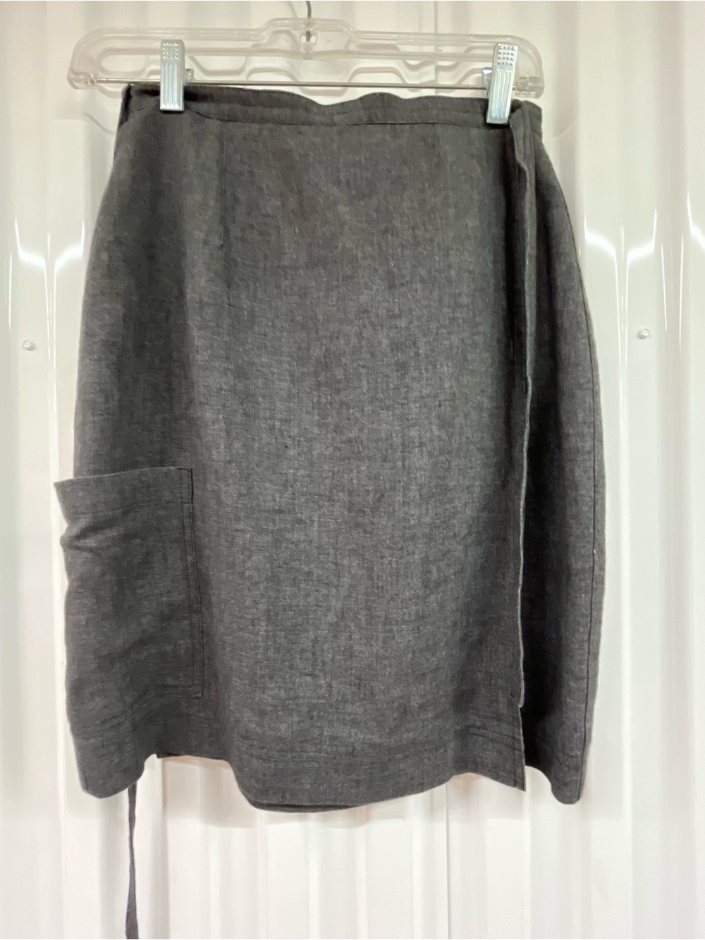 Vintage VIRANI White Label Gray Midi Wrap Skirt with Side Pocket